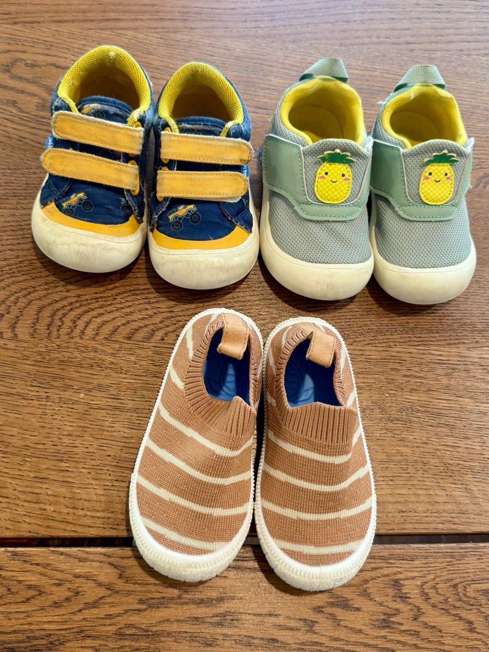 3 Pairs of Jan & Jul Toddler Shoes Size US 7 – Boys Sneakers & Slip-On